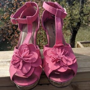 Madden Girl Pink Flower Wedge Sandal